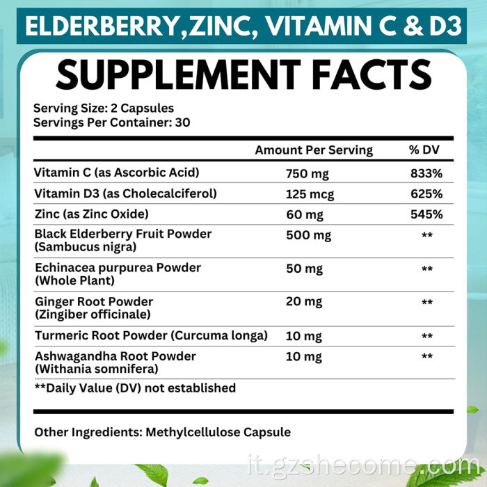 Nuovo arrivo Supplemento di supporto immunitario al sambuco